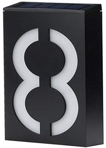 LMTYJZRY Solar Número de Casa, Conveniente Número de Casa con Luz Solar LED Impermeable Solar LED Luz de La Puerta Número Montado en La Pared Número de Casa Iluminado Solar(8)