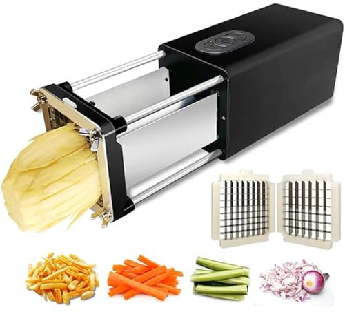 Machine à Couper Les Frites électrique, Coupe-Frites électrique Professionnel avec Lame de 1/2 Pouce et 3/8 Pouce, Hachoir à Aliments Commercial et Domestique, pour Pommes de Terre, Carottes, concom
