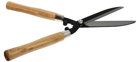 Happyyami Heckenschneider mit Ergonomischem Holzgriff aus Hochkohlenstoffhaltigem Stahl Scharfe Rasenschere als Gartengerät für Präzises Schneiden von Hecken und Gras
