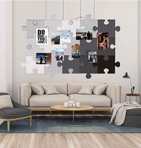27.5 * 43.3 Inch Puzzle Felt Photo Board Decoration DIY Picture Jigsaw Message Wall Work Sticker Background Bulletin Display Holder Indoor Doormat Entrance Decor Puzzle Area Rug (Premium Grey)