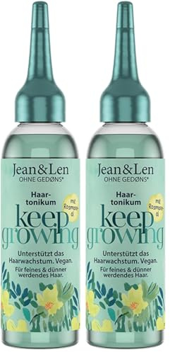 Jean & Len Haartonikum Rosmarin, wirkt anregend, regt das Haarwachstum an, fettet nicht, kann Haarausfall vorbeugen, Kopfhaut Tonikum, ohne Parabene & Silikone, vegan, 75 ml (Packung mit 2)
