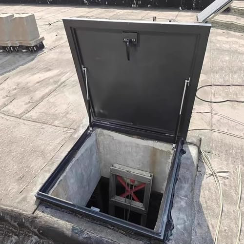 Dachzugangsluke für Gebäude für Wartung, Reparaturen und Installationen, Dachluke aus verzinktem, pulverbeschichtetem Stahl, Deckinstallation, Dachfenster, moderne Sicherheitstür aus Metall und Stah