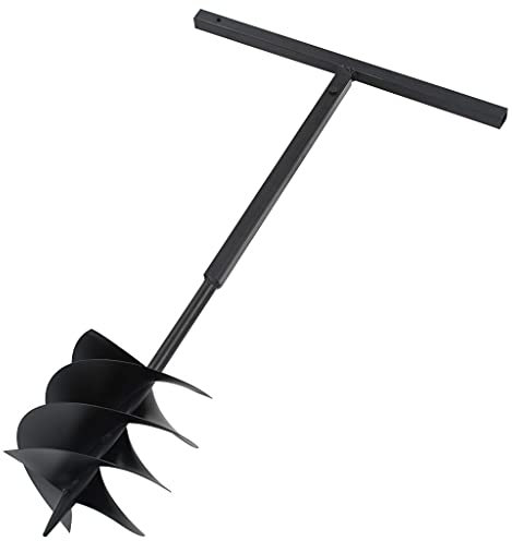 Fence Post Auger, Manual Garden Earth Auger Post Hole Digger Ground Drill with Handle 250 mm with Extension Tube 8 m Steel