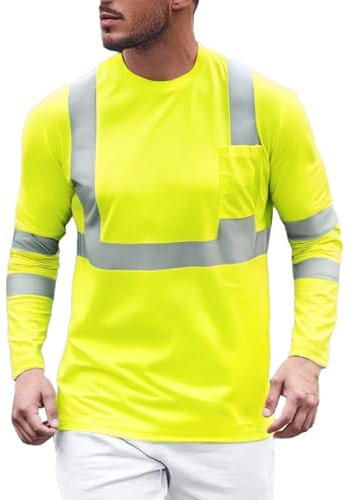 Vhersily Camicia da Lavoro Riflettente di Sicurezza, Esterno Estiva Fai-da-Te Maglietta Traspirante Ad Alta visibilità con Protezione di Avvertimento, Leggera, A Manica Lunga, Regalo Fratello