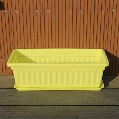 Namzi 1 Balkon Gemüsetopf, Haushalt Pflanzkasten Groß Rechteckig Gemüsetopf, Gartenarbeit Kreativer Harz Kunststoff Gelb Ohne Tablett, Blumentopf 50 * 21 * 14 cm
