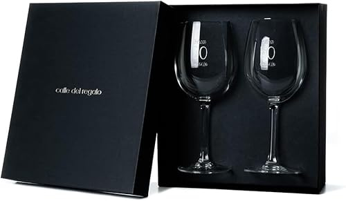 CALLE DEL REGALO Copas de vino personalizadas | Copas de vino de cristal de 58 cl (EDAD, 2 COPAS CON ESTUCHE)