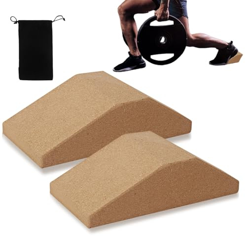 LEKEFETO 2-pack kork-knäböj-kilblock, vadsträckare squat kil, halkfri för ökad häl, lutande bräda mobiliseringsklava, för mobilisering, yoga, fotledssträckare