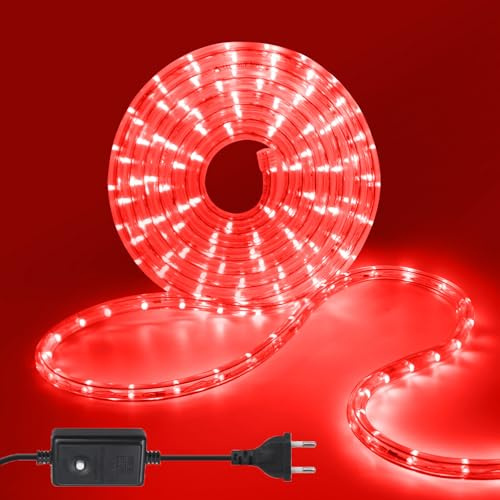 HEGEHE - Tubo LED da esterno, illuminazione a 360 gradi, IP67 impermeabile flessibile striscia di luce LED per giardino camera da letto decorazione festa di Natale [8m, rosso]