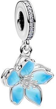 XFSRG Elegante Blumen Charm Anhänger für Damen Schmuck Bead Charms für Armband oder Halskette Hochwertiges Design für Alltag und besondere Anlässe (Blau)