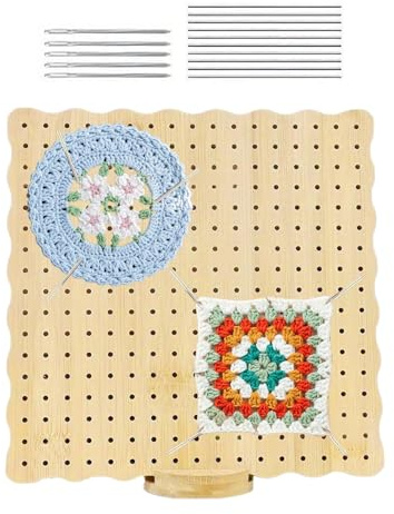 Tavoletta per Bloccaggio All'uncinetto con Spilli,Tavola Quadrata per Bloccaggio all'Uncinetto con 10 Spilli Inclusi - Utensili per Maglieria in Filato per Donne, Nonna, Fidanzata, Madre, Zia, Figlia