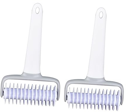 HOMOBABE 2 piezas Rodillo para Masa de Pizza de Cortador Punteador y Rejilla para Hojaldre Mango Seguro y Ergonómico Herramienta y Fácil de Limpiar para Repostería