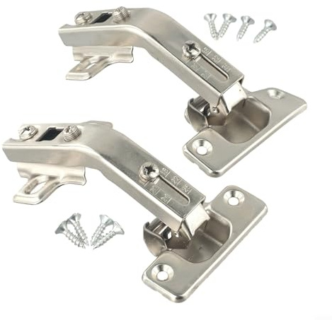 babominimer Cupboard Door Hinges 135 Degree Corner Kitchen Cabinet Hardware Full Overlay Nickel Plated Cast Iron with 35mm Hinge Cup Diameter and 7mm Depth Compatible with