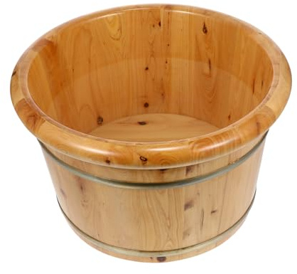 Fußbad Eimer aus Massivem Holz, 1 Stück, Gelb, Fußbadewanne | Fußwaschbecken für Haushalt, Fußbadeimer für Große Füße, Sicher Verwendbar