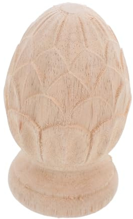Veemoon Remate De Madera Tallada Piña, Remates De Madera Maciza, Artesanal, Blanco, 8x12 Cm, Decoración Para Barras De Escalera, Estilo Europeo, Uso Interiores, Para Renovar Hogar