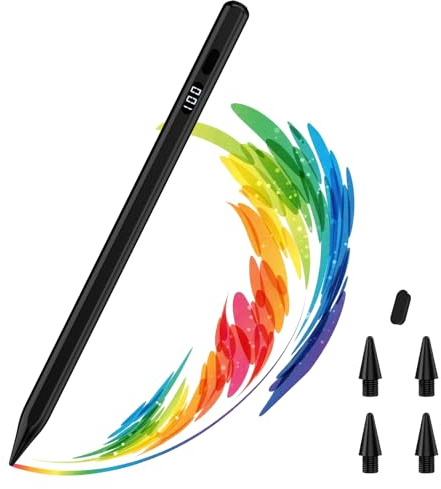 Moko Stylus Für iPad 2018-2026, USB-C Ladestift Mit LED-Anzeige | Neigungserkennung,Handballenerkennung,Für iPad 11/10/9/8/7/6,Air M4/M3/M2/5/4/3,Pro 13/12.9/11,Mini 7/6/5,Schwarz