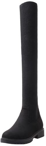 Mo Joc Botas de invierno para mujer, elásticas, con tacón de 3,5 cm, con forro cálido, Negro , 43 EU