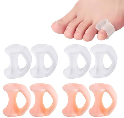 KYLOS 4 Paires Écarteur Orteils, Séparateur Orteils Silicone, Correcteur Orteils Chevauchement, Coussinets Gel Anti-Pression En Transparent + Chair Clair, Taille Standard