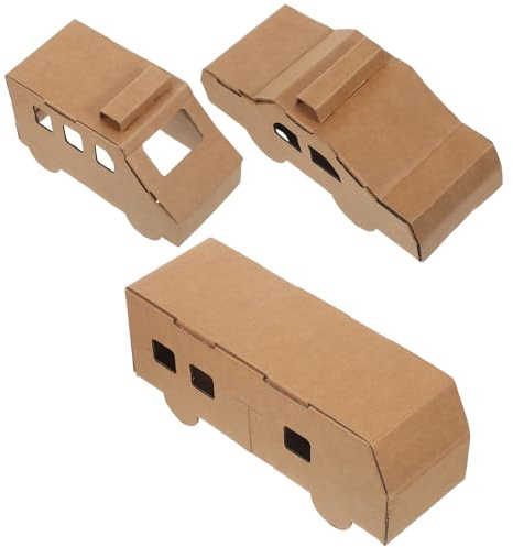 Uonlytech Set 3 Pezzi Kit di Costruzione in Cartone Veicoli Giocattolo per – Modellini di Auto da Assemblare e Dipingere Attività Creative Educative Stem Puzzle Veicoli Emergenza e