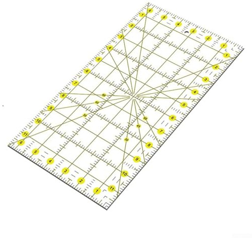 Righello acrilico per patchwork con marcature trasparenti e bordi arrotondati di sicurezza, progettato per cucire, trapuntare e tagliare accuratamente i tessuti (righello patchwork bicolore)