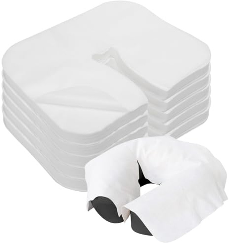 Nasenschlitztücher Massageliege, 36 x 27 cm Gesichtsauflagen für Massageliege, Bequem und Hygienisch, Nasenschlitztücher aus Vliesstoff für Massagetische, Behandlungsliegen, Kopfstützen (500)