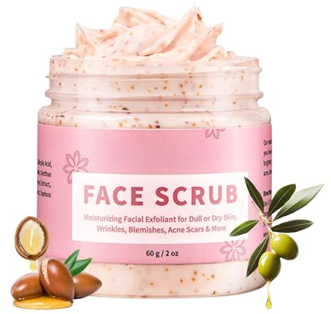 Exfoliating Face Wash Scrub, Retinol and Vitamin E Face Exfoliator, Face Scrub for Women, Hydratin Face Wash, Gentle Exfoliator for Dark Spot, Refining Pores, For All Skin Types, 60g