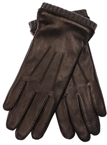 EEM Herren Lederhandschuhe, weiches italienisches Leder, Fleecefutter, Strickbündchen