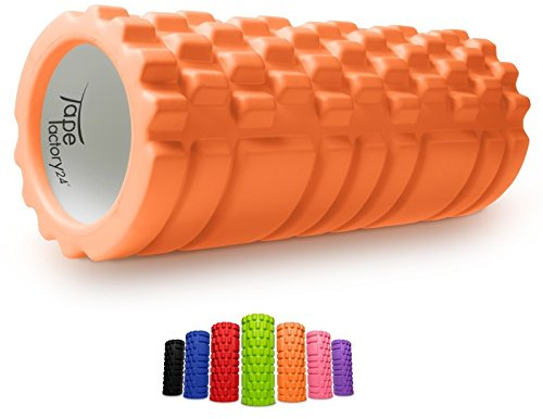 Tapefactory24 ORANGE - Premium MASSAGEROLLE 34 x 14cm / Therapierolle für Fitness, Rücken- & Faszientraining, Reha UVM. / Therapie, Rehabilitation, Physio, Physiotherapie, Balance, Gymnastik