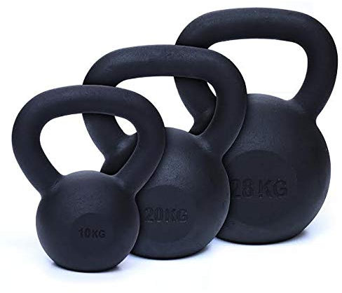 Strengthshop Kugelhantel mit schwarzer Pulverbeschichtung 4-64 kg & Set, SET 1 x 10KG 20KG 28KG