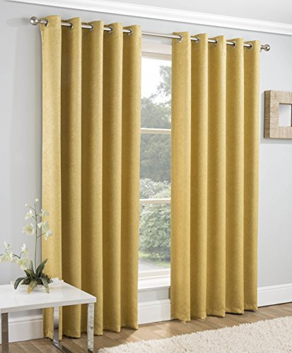 Enhanced Living Vogue Ochre 46 x 54 inch (117x137cm) Eyelet Thermal Noise Reducing Dim Out Curtains for Bedroom and Living Room