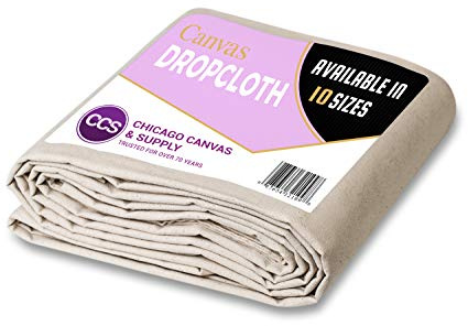 CCS Canvas Drop Cloth (12oz) – Heavy Duty Cotton Duck Cloth Tarp for Curtains, Backdrops, Painting – Washable & Reusable Floor Cover, Dust Sheet for Furniture (Natural, 20x20 Ft)