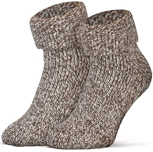 Piarini, calze antiscivolo di lana con applicazioni in antiscivolo. Calzini invernali norvegesi con interno in spugna, unisex, diversi colori, 1 paio marrone 43-46