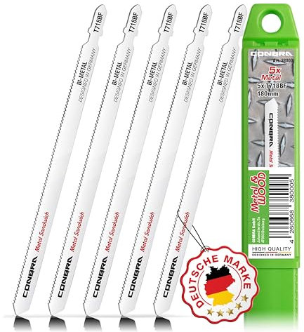 CONBRA® Lame per seghetto alternativo in metallo (5 x T718BF) – Lama lunga per seghetto alternativo – Compatibile con Bosch e altre marche