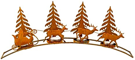 LB H&F Herbstdeko Weihnachtsdeko AUFSTELLER Deko Dekoration Dekofigur Herbst Winter Weihnachten Metall Rost Gartenstecker (Adventskranz Hirsch Rost)
