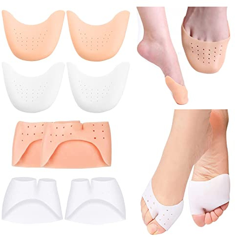 4 pares punteras de silicona, almohadillas de gel de silicona suave para calcetines, protectores de dedos de los pies, protector de tapa de zapato, protección de ballet con orificio transpirable