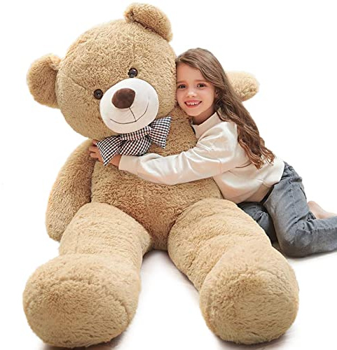 MorisMos 120cm Riesen Teddy, Teddybär Groß XXL Kuscheltier Stofftier, Hellbraun Großer Teddybär,Stuffed Toy Bear,Weihnachten Geschenk Kinder Mädchen Freundin Mutter