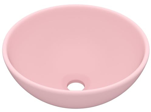 vidaXL Lavabo de lujo redondo cerámica rosa mate 32,5x14 cm