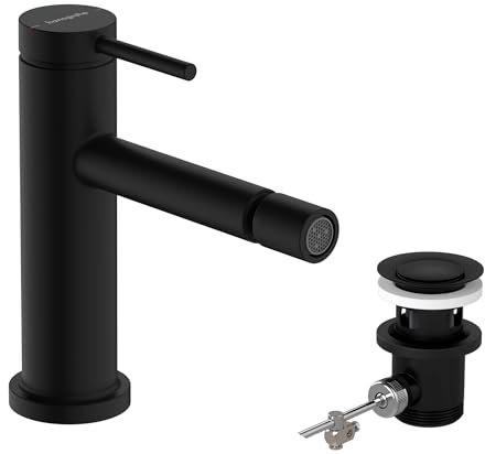 hansgrohe Tecturis S - Bidetarmatur mit Zugstange, Bidetmischer mit Auslauf Höhe 100mm, Badarmatur, Mattschwarz