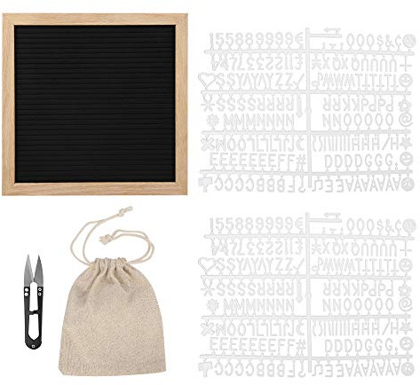 Gavigain Tableros de Letras Cambiables, Letras de Fieltro Tablero de Mensajes Letrero Letras Cambiables Números Decoración de la Habitación Prop (Negro)