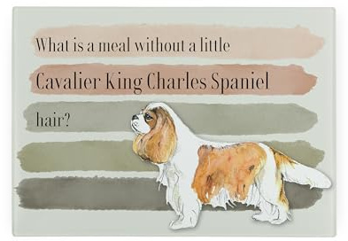 Petit plan de travail en verre Cavalier King Charles Spaniel – Cadeaux humoristiques sur le thème des chiens – Planche à découper lisse pour cuisine avec pieds antidérapants 28,5 cm x 20 cm