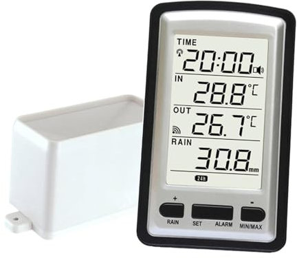 kowaku Pluviomètre numérique, pluviomètre intérieur/extérieur, Plastique, Date Actuelle, Maison, sans Fil, collecteur de Pluie, Moniteur