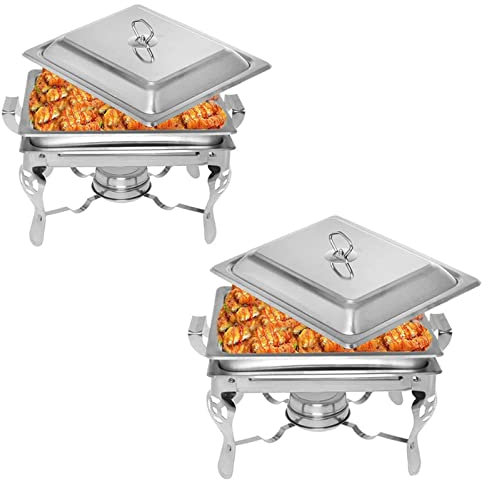 4.5L Chafing Dishes Set Buffet, 1/2/3/4/5/6 Packs Stainless Steel Food Warmers Server with Food Pan, Water Pan, Lid and Fuel Holder, for Parties, Weddings and Events
