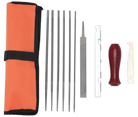 Harbot 12 Pack Chainsaw File, Chain Saw Sharpener Tool, 5/32, 3/16, 7/32, 1/8, 11/64, 13/64 Round Chainsaw Sharpening, 6 Inch Flat File,Depth Gauge,Quick Check Gauge
