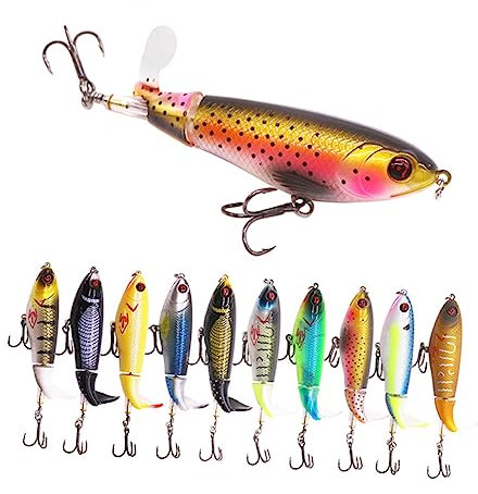 YARNOW 1 Pc señuelo de hélice Artificial Water Piscinas señuelos de Pesca de Pesca biónico Cebo 3D Cebo Giratorio biónico Realista de de Ojos 3D