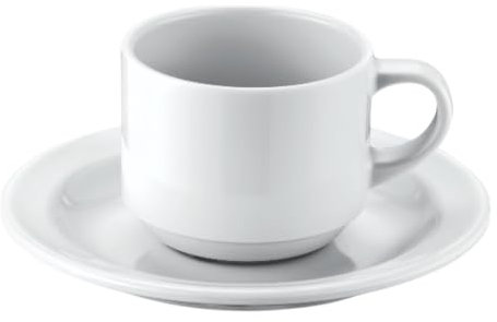 6 tasses 170 ml et 6 sous tasses blanche, 100% mélamine