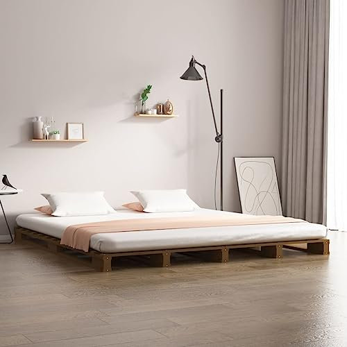 LXYZWRW Betten & Zubehör Betten & Bettrahmen Palettenbett ohne Matratze Braun 120x200 cm Massivholz