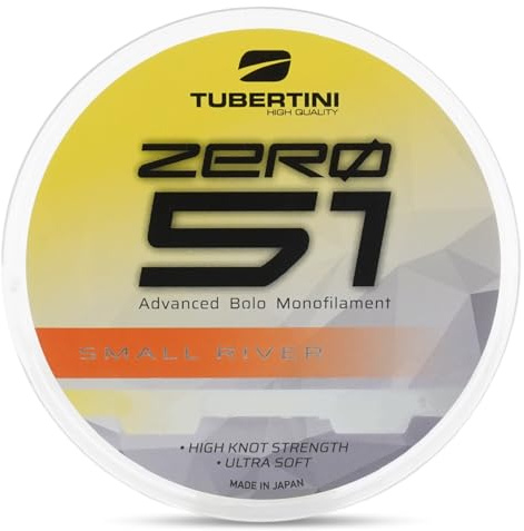 Tubertini Monofilo ZERO 51 SMALL RIVER ideale per fiumi e correnti rapide 150 MT - 300 MT - 1000 MT diamentro da Ø 0,12 a Ø 0,18 (Ø 0,14 - kg 3,5, 300 MT)