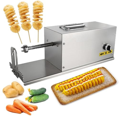 Affettatrice elettrica per Patate, utensile Professionale per affettare Patate, tagliapatate Automatico Tornado in Acciaio Inossidabile da 40 W, per Tagliare Patatine Fritte per Fa