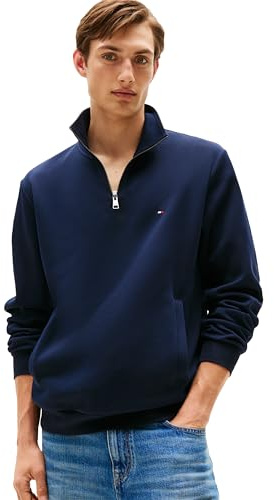 Tommy Hilfiger Men's Medium Weight 1/4 Zip Sweatshirt, Desert Sky, M