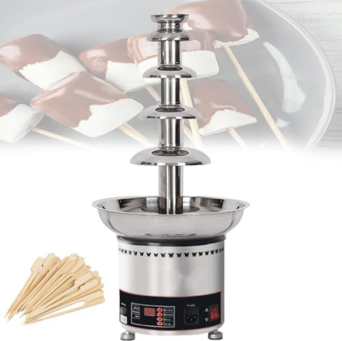 VzxCrue 5/6/7 Tiers Commercial Chocolate Fondue Waterfall, Stainless Steel Chocolate Fondue Fountain,304 Stainless Steel Body,for Party Restaurant 5Tiers