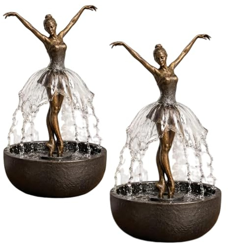 Fontana Solare Per Ballerina, Cascata Da Tavolo Con Pompa Silenziosa, Fontana Con Scultura In Resina Per Scrivania Del Soggiorno, Decorazione Umidificatore,2pcs
